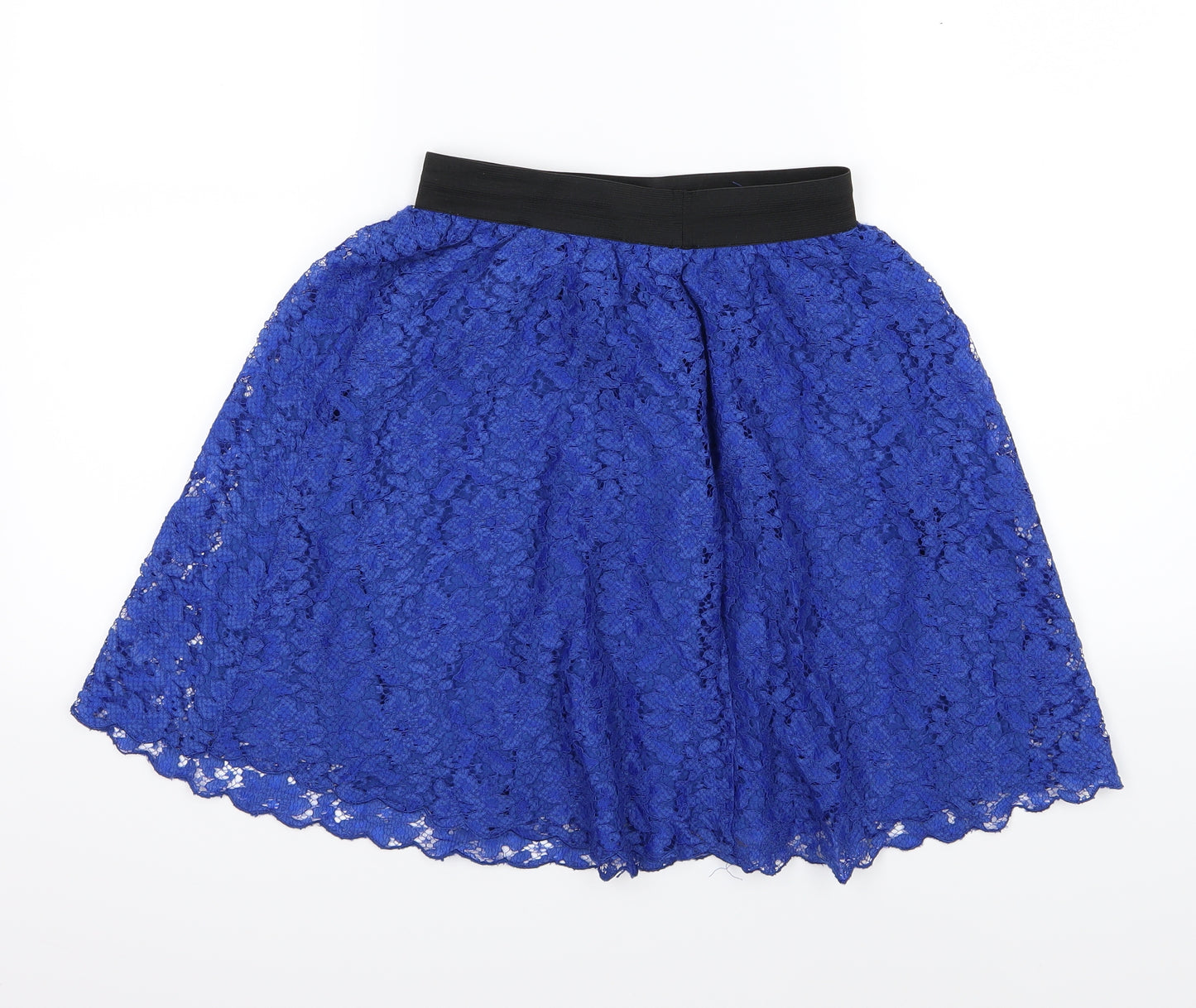 Divided by H&M Womens Blue Floral Mesh A-Line Skirt Size 8