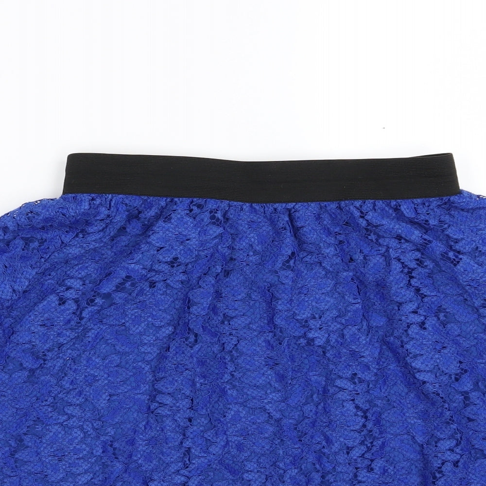 Divided by H&M Womens Blue Floral Mesh A-Line Skirt Size 8