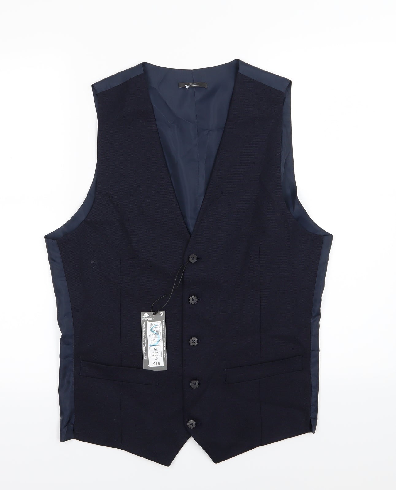 Marks and Spencer Mens Blue  Rayon  Suit Waistcoat Size M