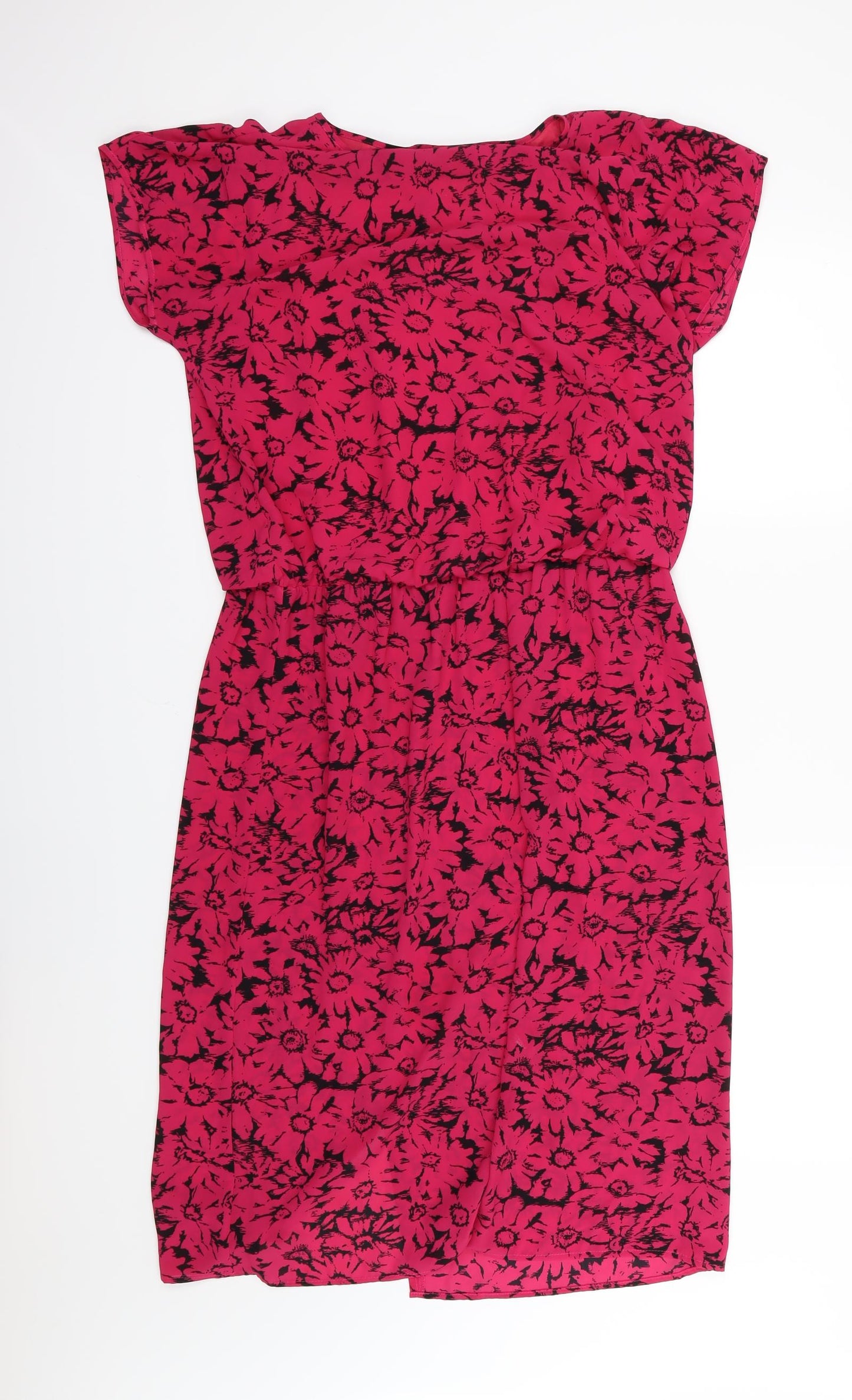 Marks and Spencer Womens Pink Floral Chiffon A-Line  Size 14