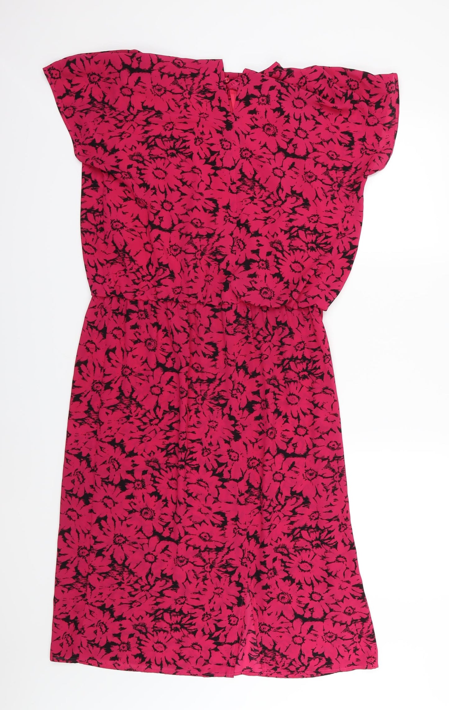 Marks and Spencer Womens Pink Floral Chiffon A-Line  Size 14