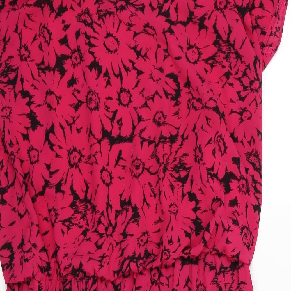 Marks and Spencer Womens Pink Floral Chiffon A-Line  Size 14