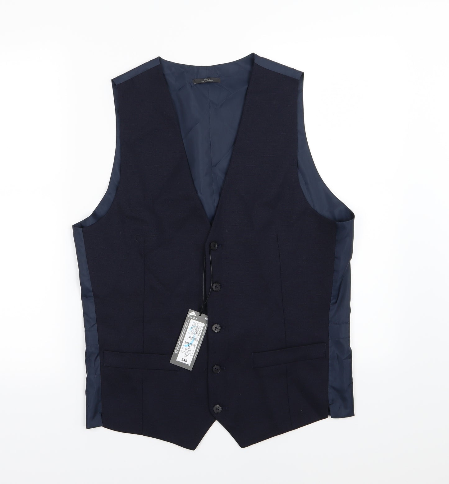 Marks and Spencer Mens Blue  Rayon  Suit Waistcoat Size M  - Long Length