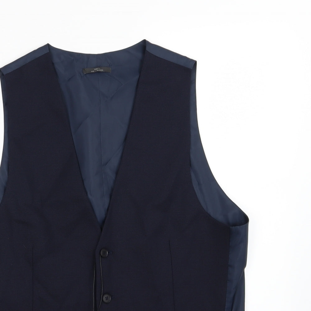 Marks and Spencer Mens Blue  Rayon  Suit Waistcoat Size M  - Long Length