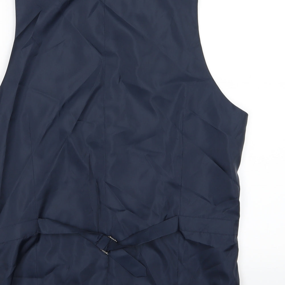 Marks and Spencer Mens Blue  Rayon  Suit Waistcoat Size M  - Long Length