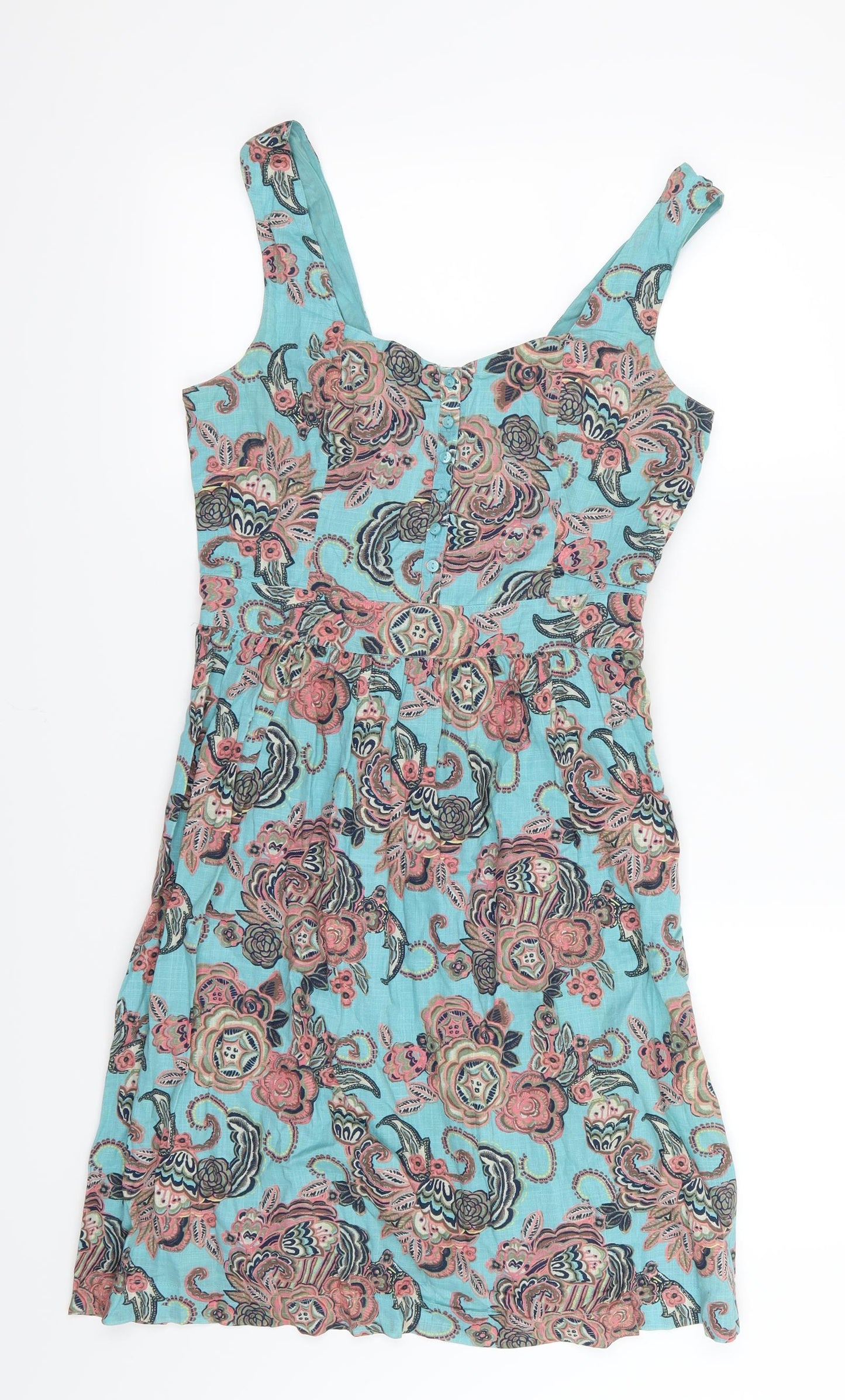 Fat Face Womens Blue Floral Woven A-Line  Size 12
