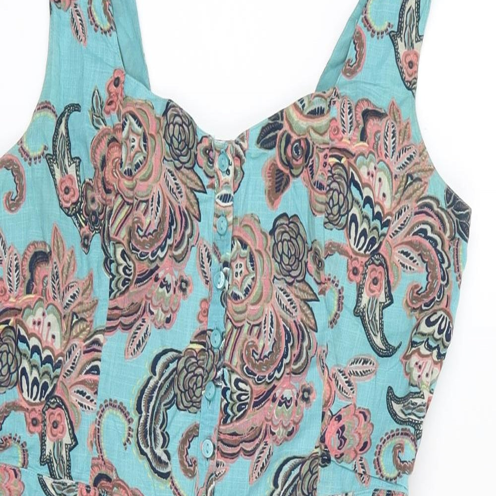 Fat Face Womens Blue Floral Woven A-Line  Size 12