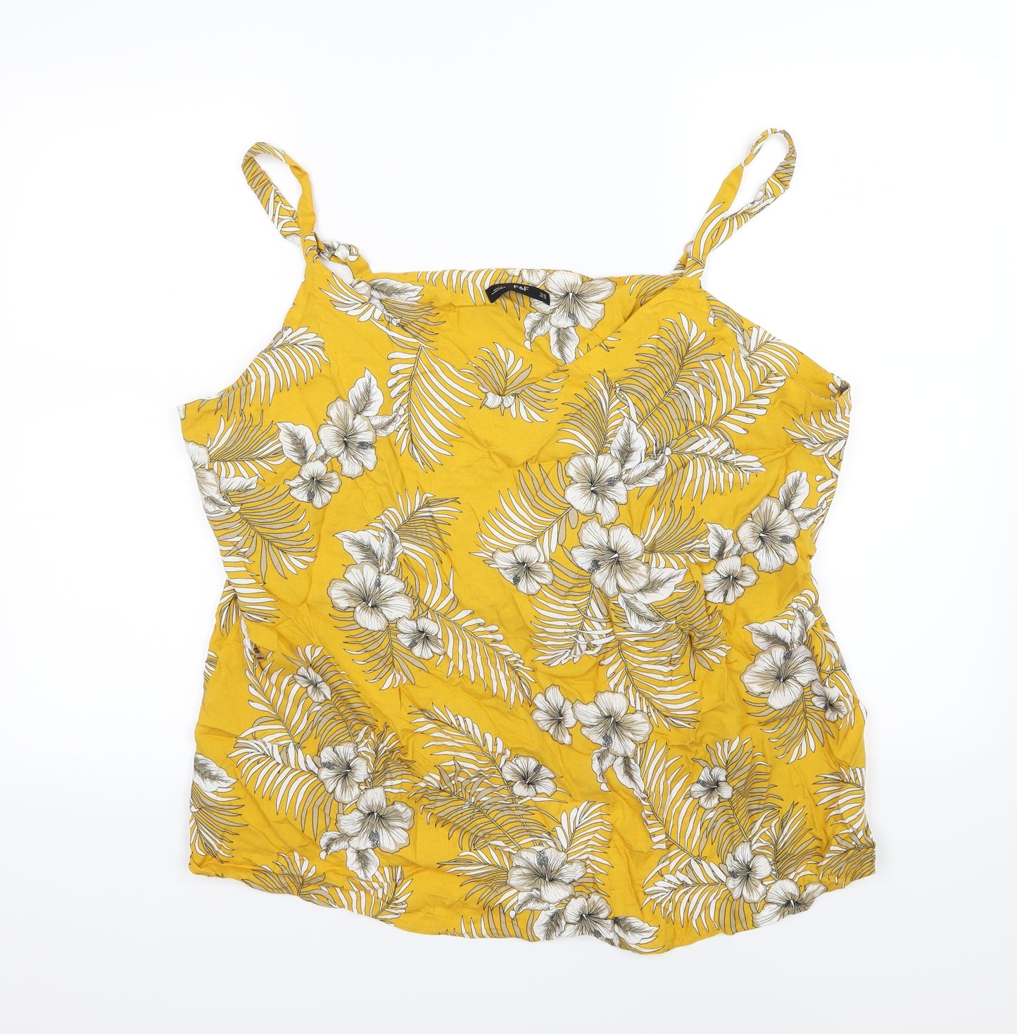 F&F Womens Yellow Floral  Basic Blouse Size 22