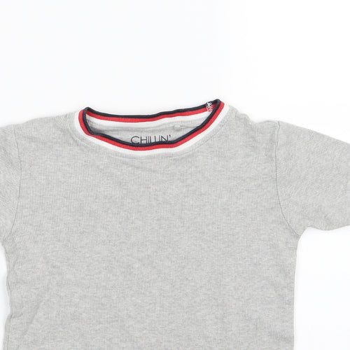 NEXT Boys Grey Striped Jersey  Pyjama Top Size 9 Years
