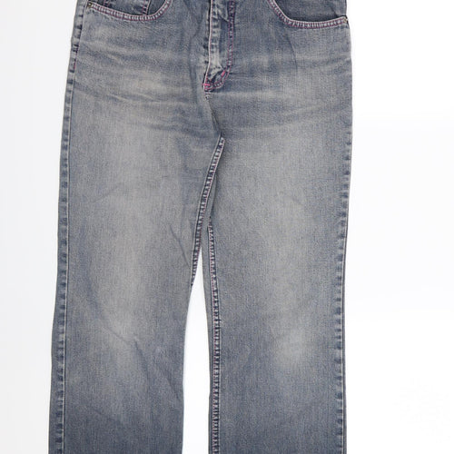 DNM Womens Blue  Denim Straight Jeans Size 14 L25 in - Short Leg