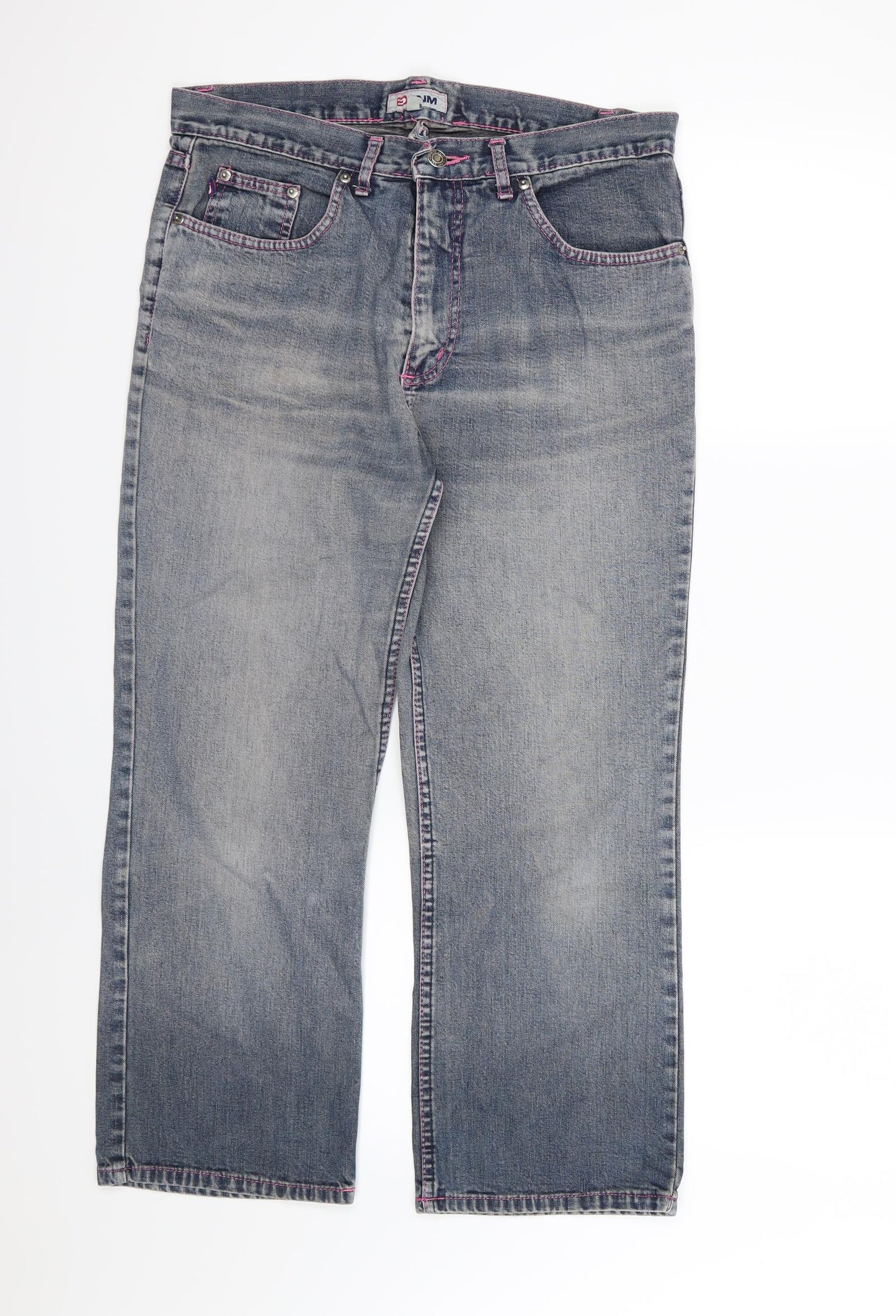 DNM Womens Blue  Denim Straight Jeans Size 14 L25 in - Short Leg