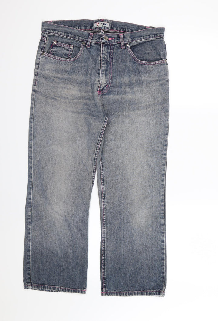 DNM Womens Blue  Denim Straight Jeans Size 14 L25 in - Short Leg