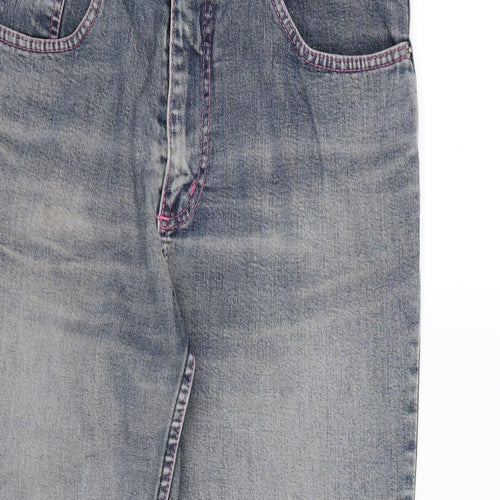 DNM Womens Blue  Denim Straight Jeans Size 14 L25 in - Short Leg