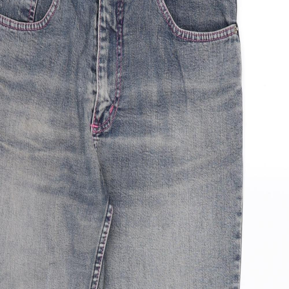 DNM Womens Blue  Denim Straight Jeans Size 14 L25 in - Short Leg