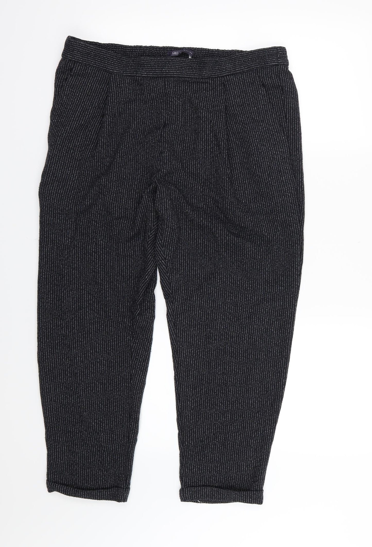 Marks and Spencer Womens Blue Striped  Trousers  Size 16 L24 in