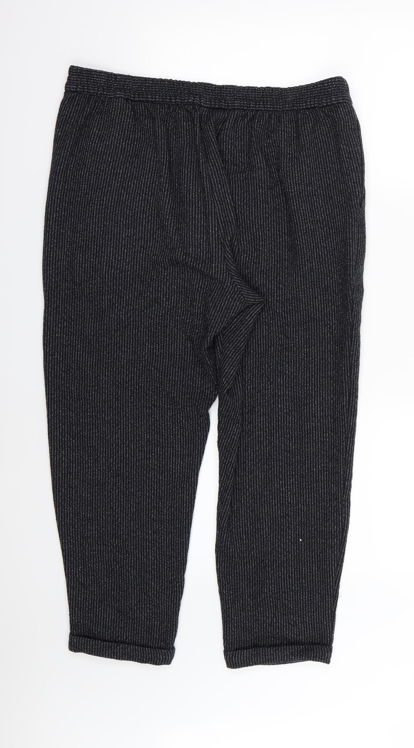 Marks and Spencer Womens Blue Striped  Trousers  Size 16 L24 in