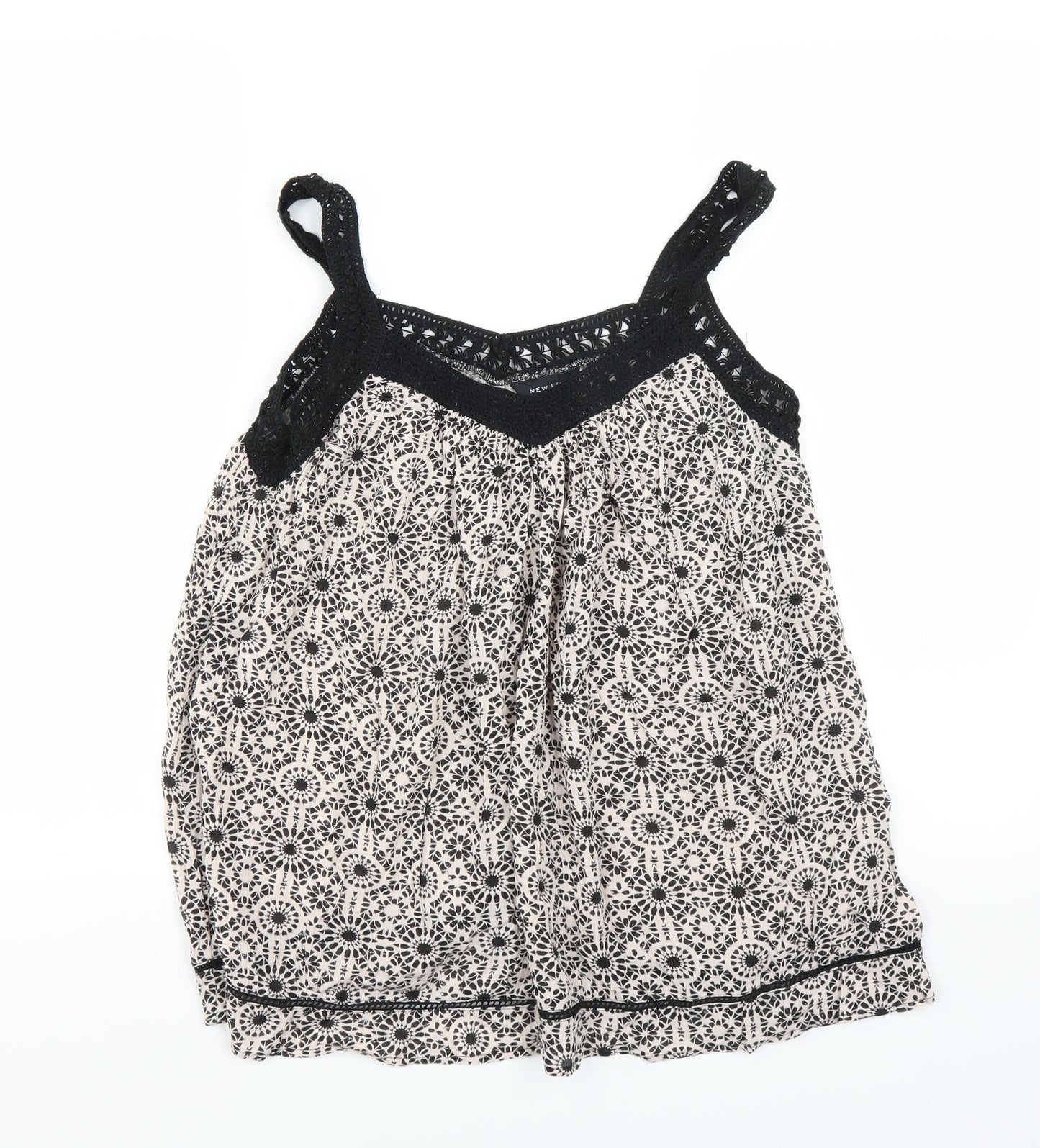 New Look Womens Black Geometric  Camisole Blouse Size 10