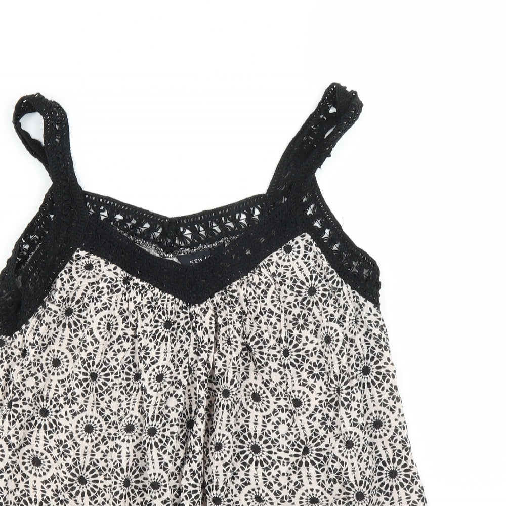 New Look Womens Black Geometric  Camisole Blouse Size 10