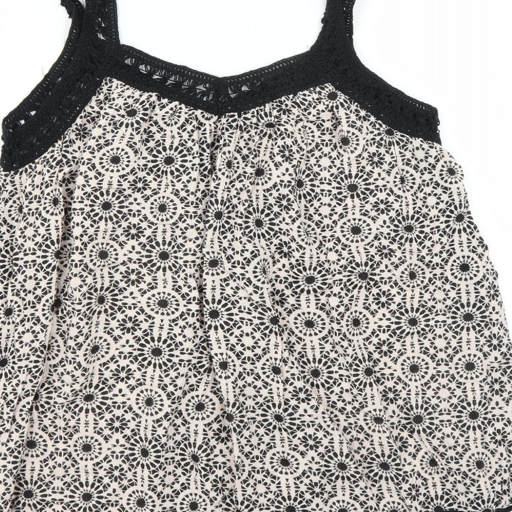 New Look Womens Black Geometric  Camisole Blouse Size 10