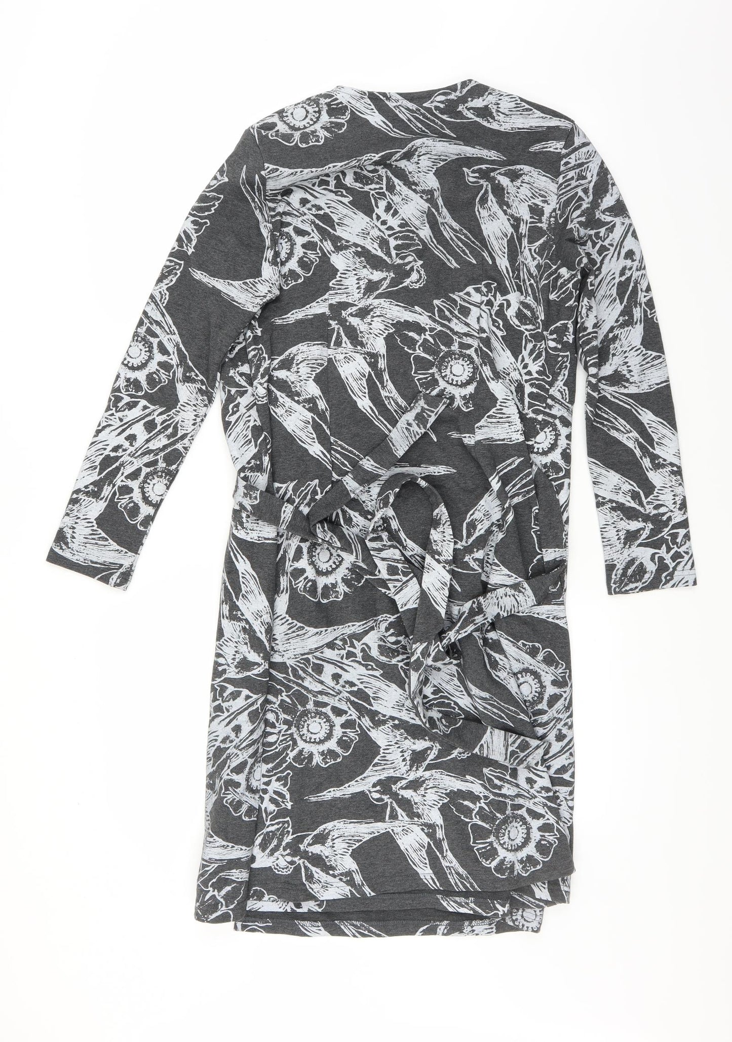 essaye Womens Grey Floral  Wrap Dress  Size L