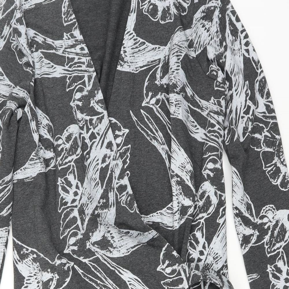essaye Womens Grey Floral  Wrap Dress  Size L