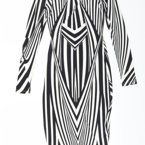 Topshop Womens Black Geometric  Bodycon  Size 8
