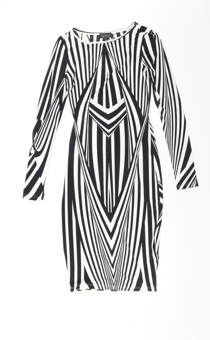 Topshop Womens Black Geometric Bodycon Size 8
