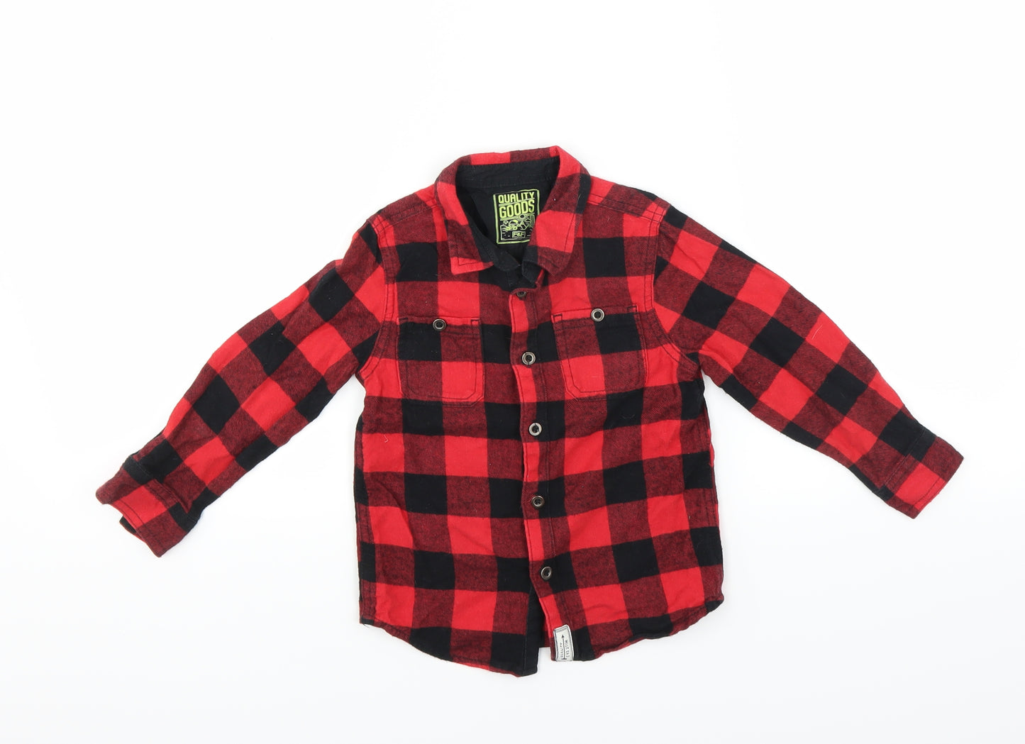 F&F Boys Red Check  Basic Button-Up Size 3-4 Years