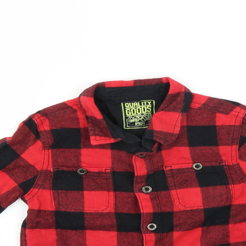 F&F Boys Red Check  Basic Button-Up Size 3-4 Years
