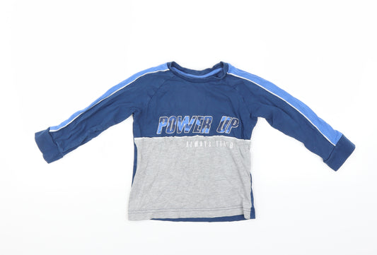 Front view of Matalan boys’ blue basic t-shirt, size 5, years