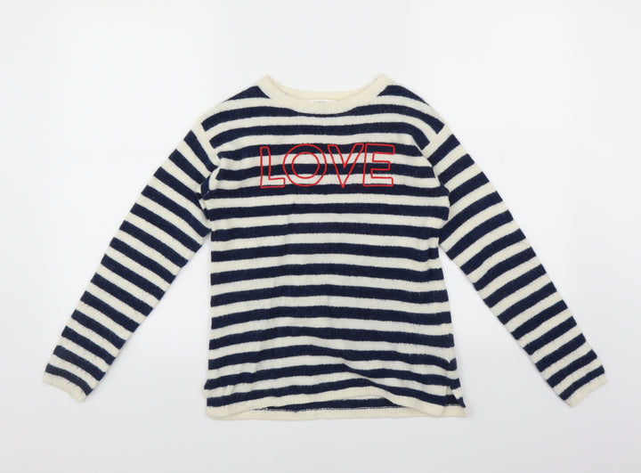 H&M Girls Blue Striped  Pullover Jumper Size 10-11 Years  - LOVE