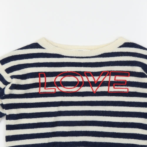 H&M Girls Blue Striped  Pullover Jumper Size 10-11 Years  - LOVE
