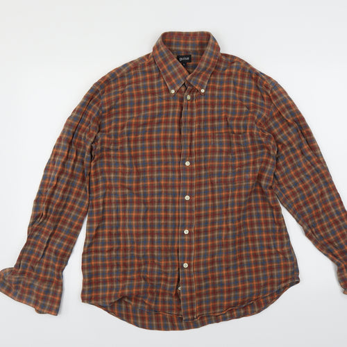 Guise Mens Brown Check   Button-Up Size L