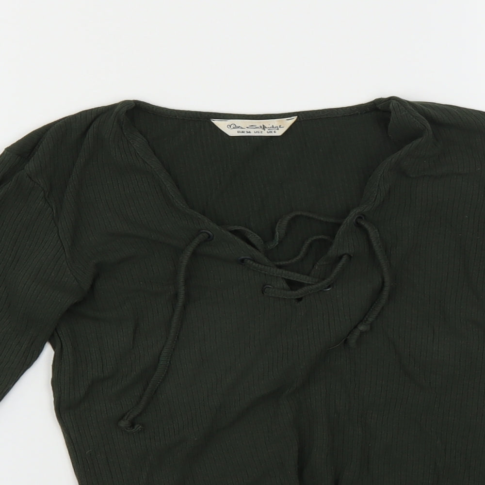 Miss Selfridge Womens Green   Basic T-Shirt Size 6