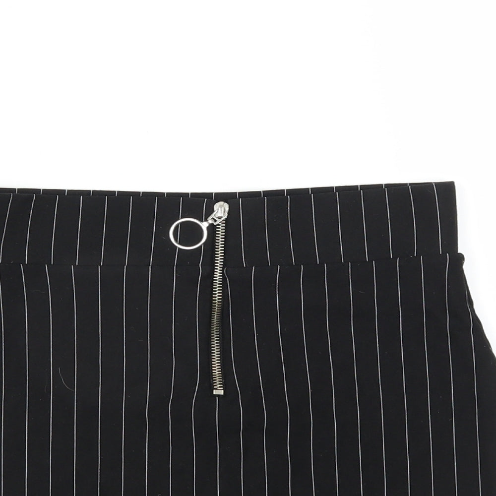 Bershka Womens Black Striped  Mini Skirt Size S