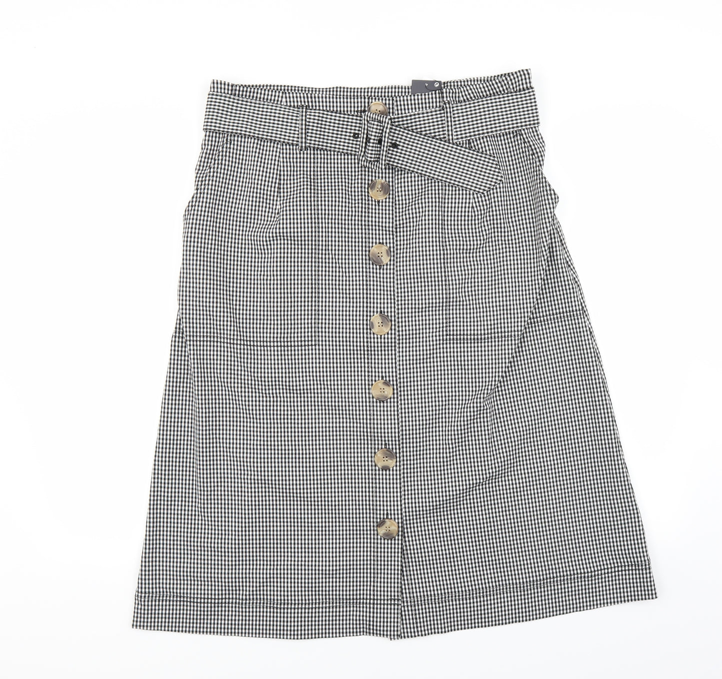 Marks and Spencer Womens Black Check  A-Line Skirt Size 16