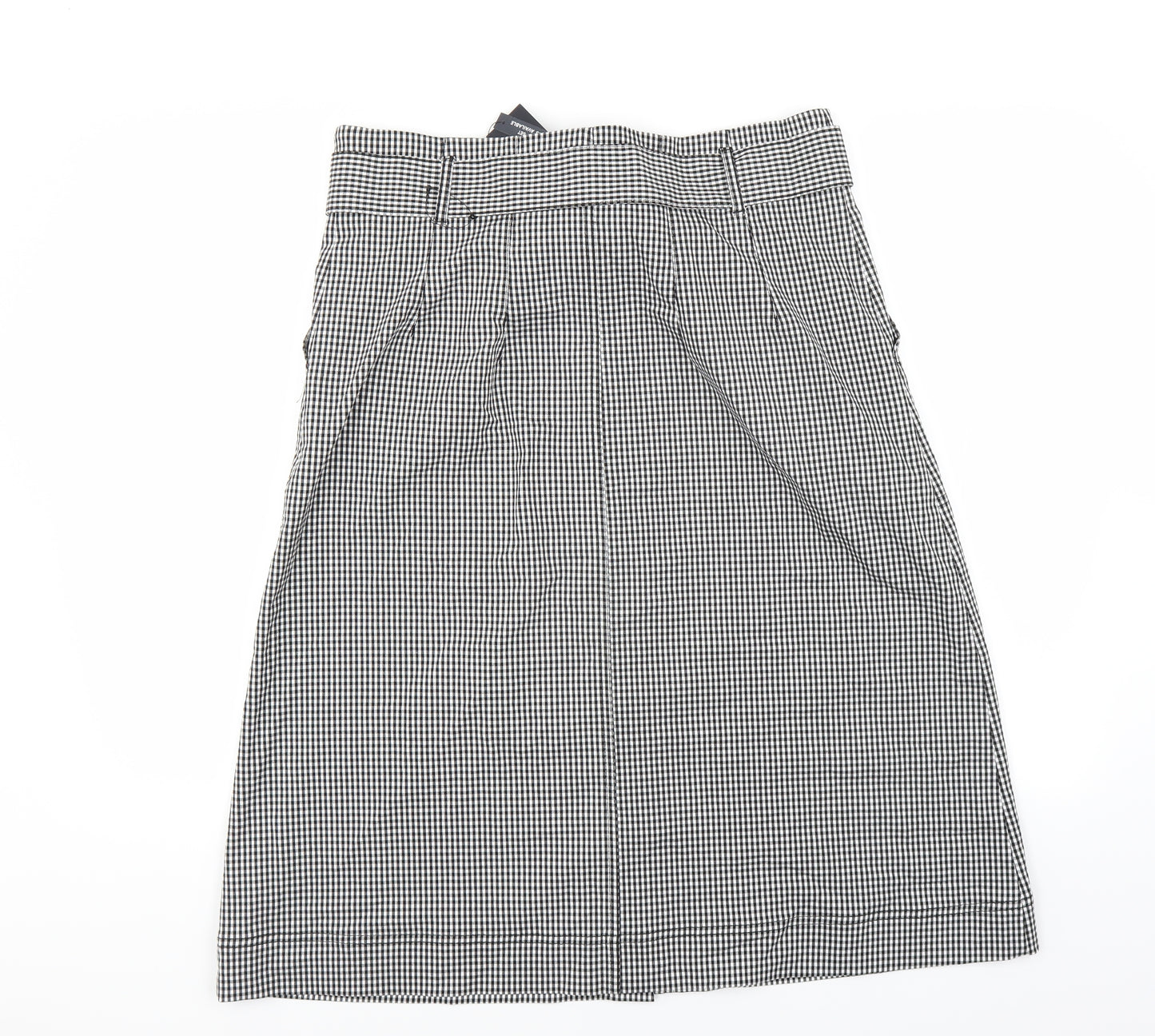 Marks and Spencer Womens Black Check  A-Line Skirt Size 16