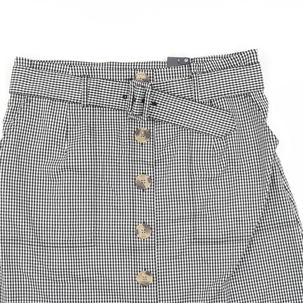 Marks and Spencer Womens Black Check  A-Line Skirt Size 16