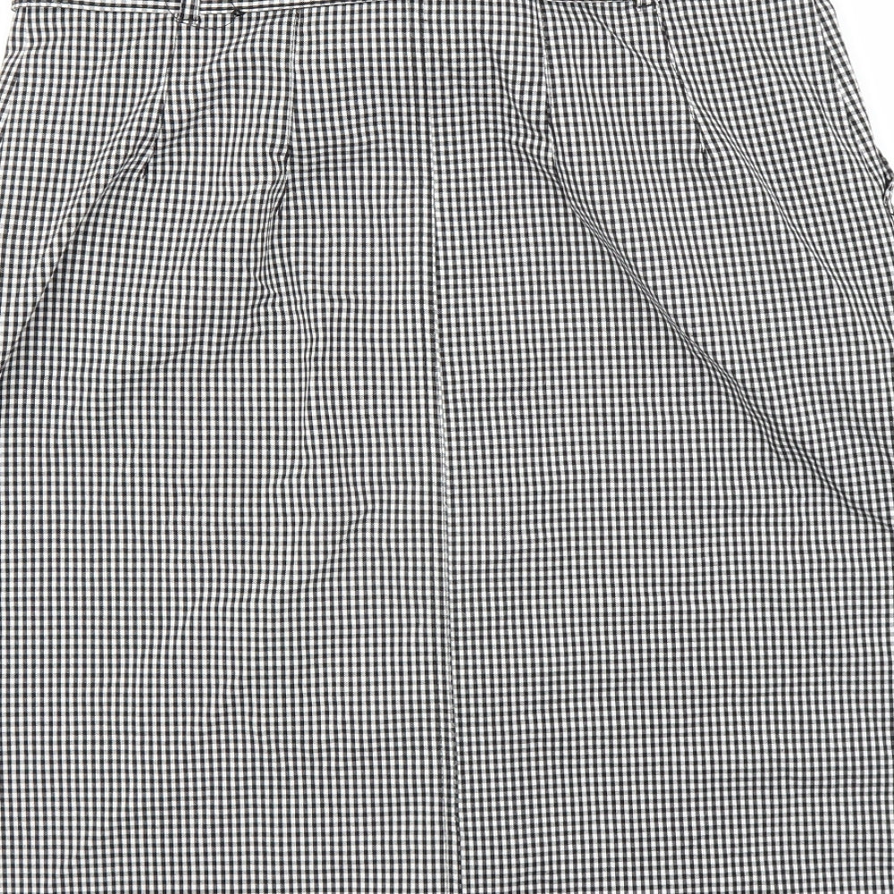 Marks and Spencer Womens Black Check  A-Line Skirt Size 16