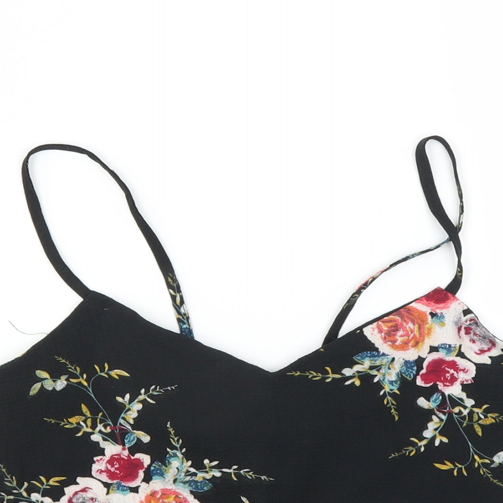 Preworn Womens Black Floral  Camisole Blouse Size S