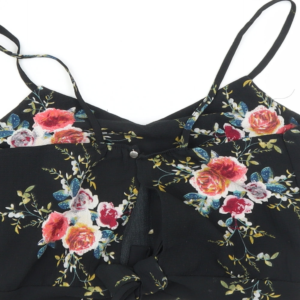 Preworn Womens Black Floral  Camisole Blouse Size S