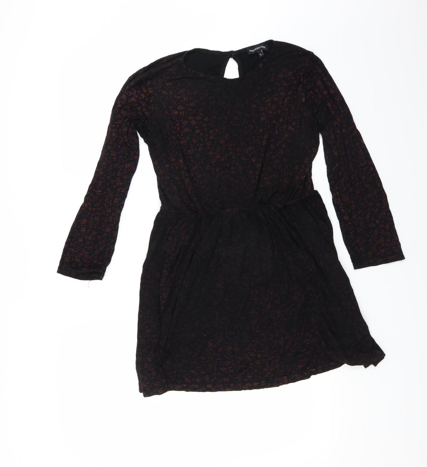 Wednesday's girl Womens Black Floral  Mini  Size L