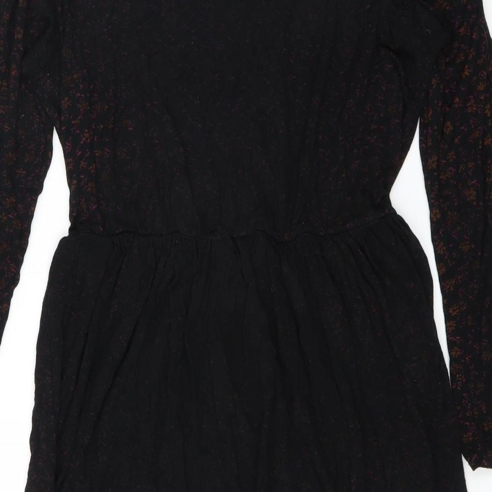 Wednesday's girl Womens Black Floral  Mini  Size L