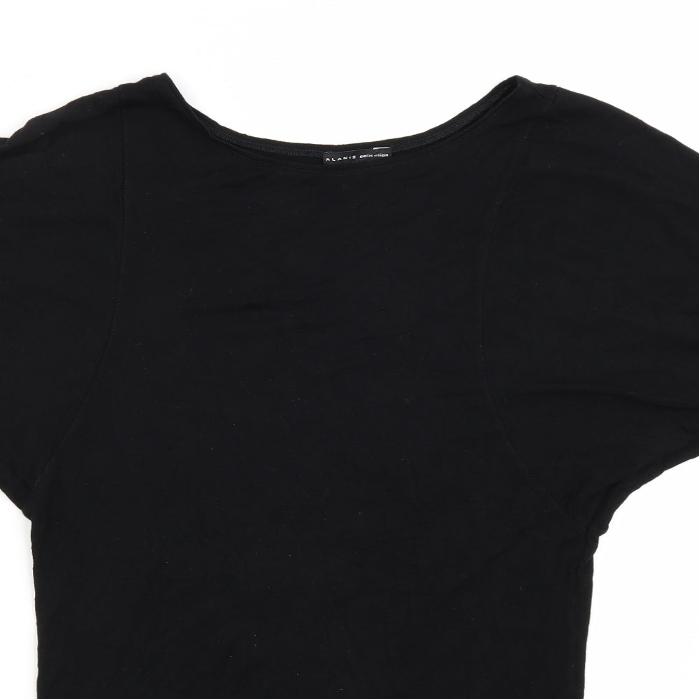 Alaniz Collection Womens Black   Basic T-Shirt Size XS  - Elastic sleeves