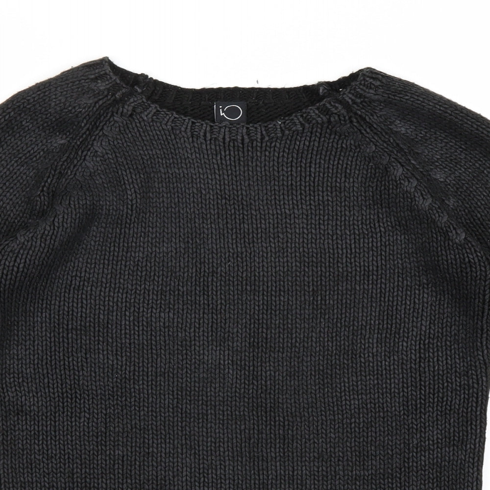 iO Mens Black  Knit Pullover Jumper Size M