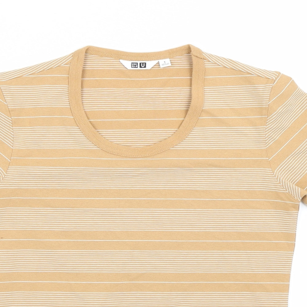 Uniqlo Womens Brown Striped  Basic T-Shirt Size S