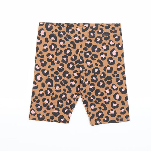 Marks and Spencer Girls Brown Animal Print  Cropped Trousers Size 7-8 Years - Leopard print