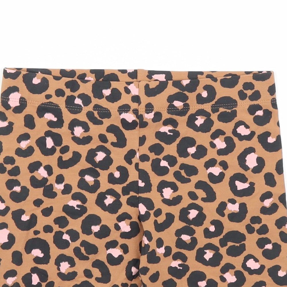 Marks and Spencer Girls Brown Animal Print  Cropped Trousers Size 7-8 Years - Leopard print