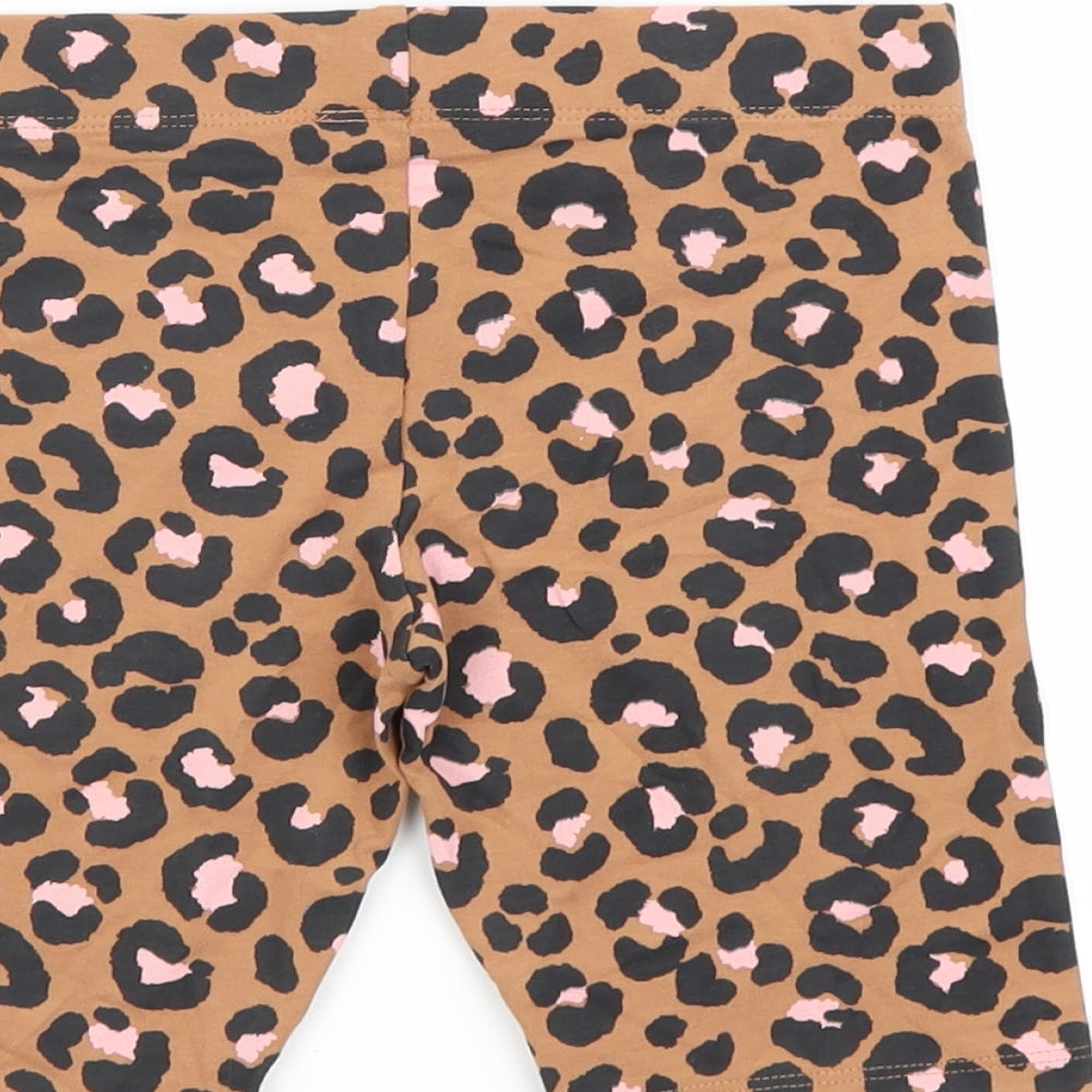 Marks and Spencer Girls Brown Animal Print  Cropped Trousers Size 7-8 Years - Leopard print