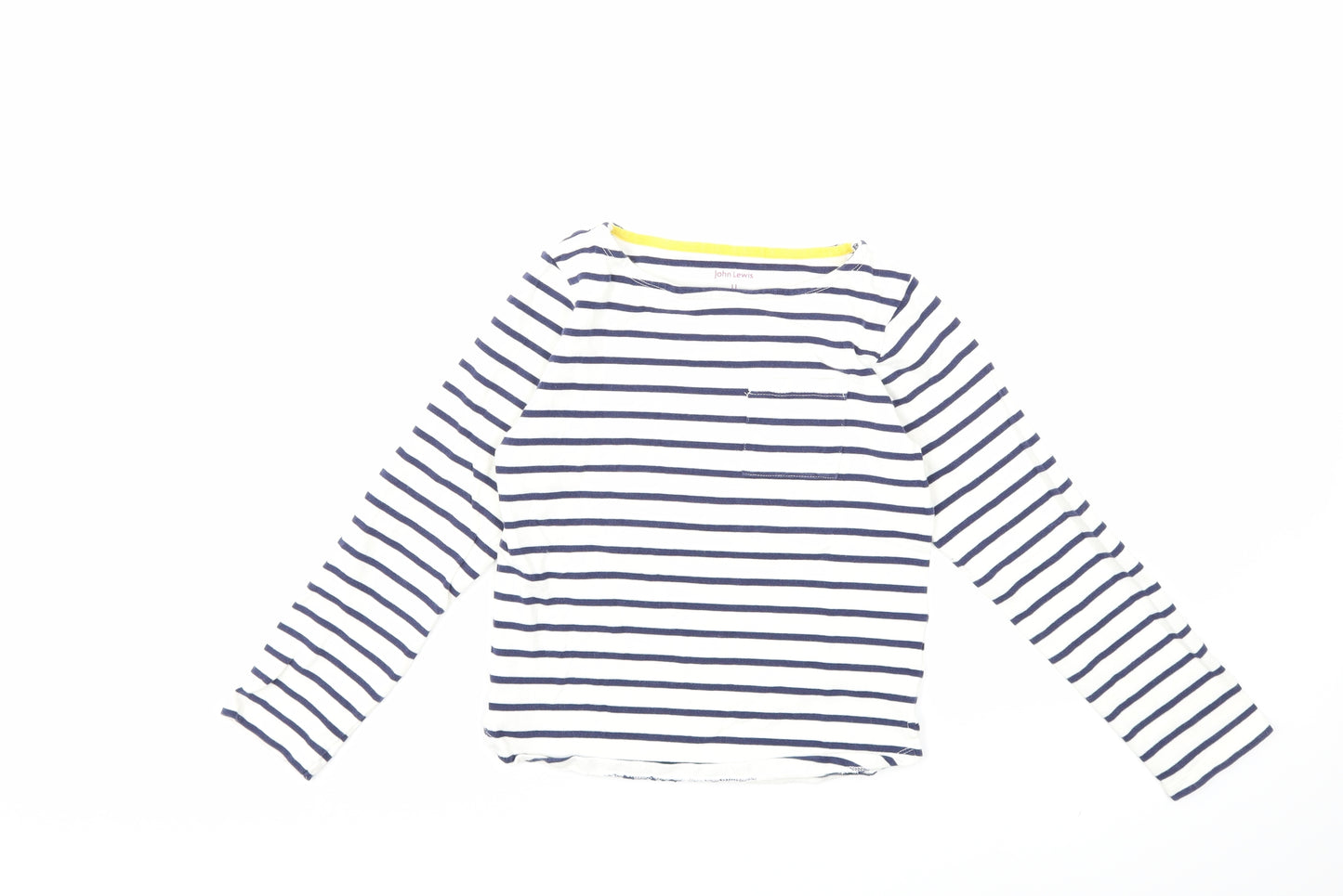 John Lewis Girls White Striped  Basic T-Shirt Size 11 Years